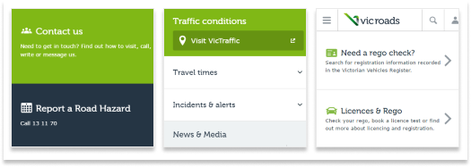 Мобильная версия VicRoads, сайта для австралийских водителей