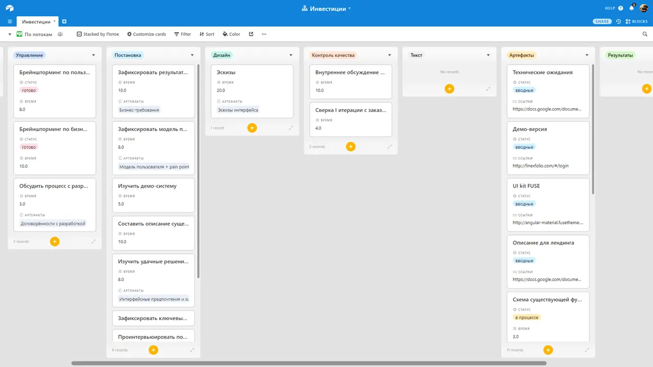 Карточки-задачи проекта в Airtable | SobakaPav.ru