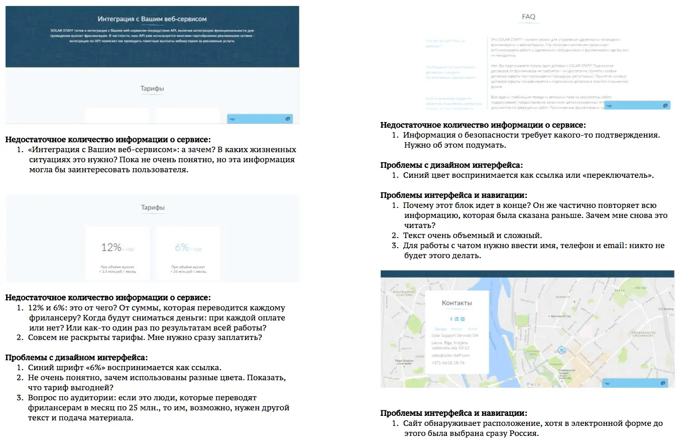 Фрагмент старого отчета юзабилити-аудита | SobakaPav.ru