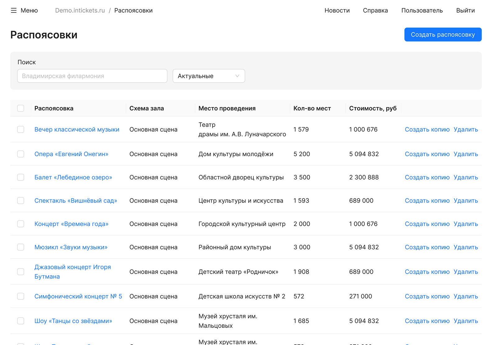 Интерфейс системы автоматизации билетных операций • Собака Павлова
